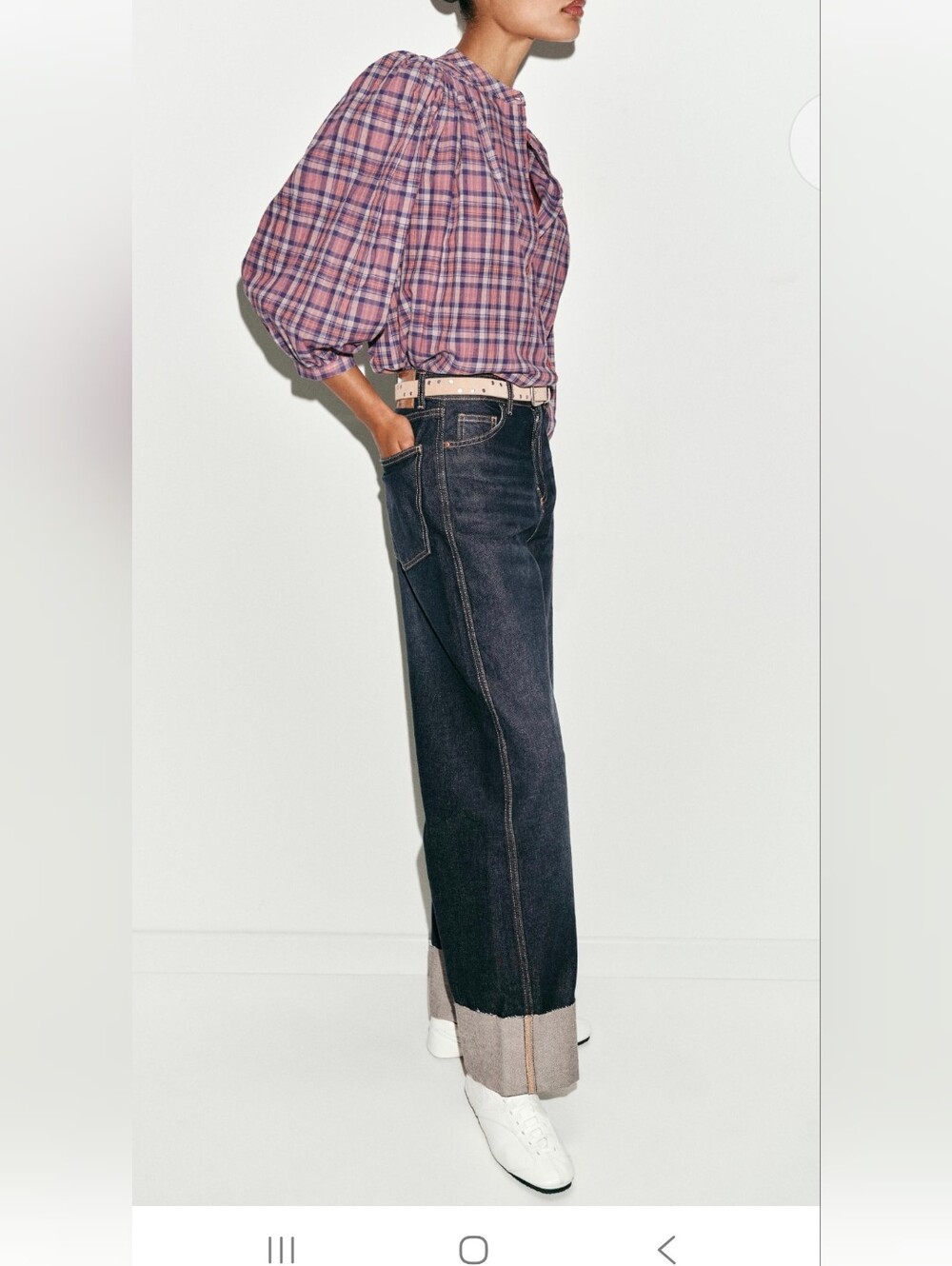 Zara Plaid Button-Front Top (M) - Picture 3 of 7
